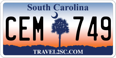 SC license plate CEM749