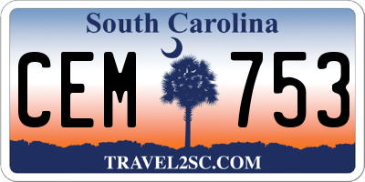 SC license plate CEM753