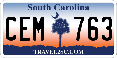 SC license plate CEM763