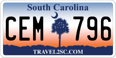 SC license plate CEM796
