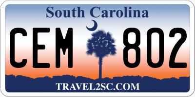 SC license plate CEM802