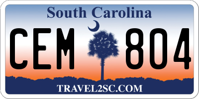 SC license plate CEM804