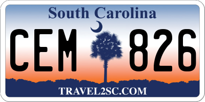 SC license plate CEM826