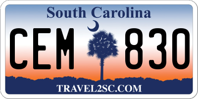 SC license plate CEM830