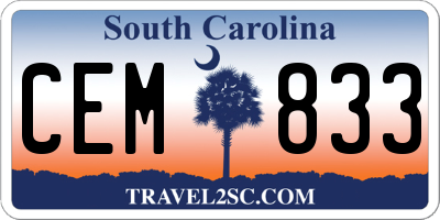 SC license plate CEM833