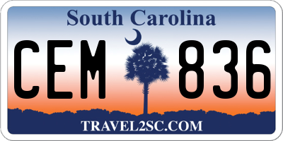SC license plate CEM836