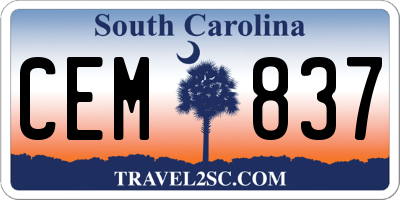 SC license plate CEM837