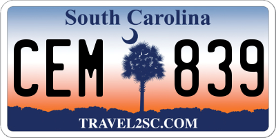 SC license plate CEM839