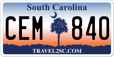 SC license plate CEM840