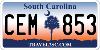 SC license plate CEM853