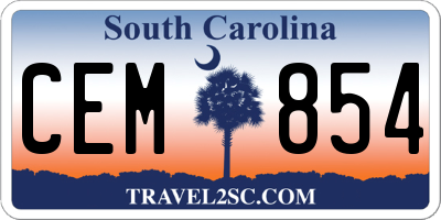 SC license plate CEM854