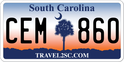 SC license plate CEM860
