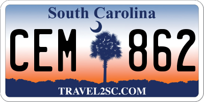 SC license plate CEM862