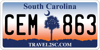 SC license plate CEM863