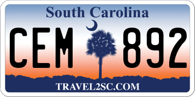 SC license plate CEM892