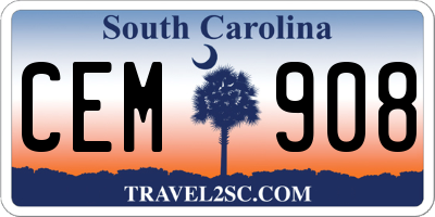 SC license plate CEM908