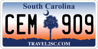 SC license plate CEM909