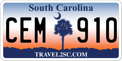 SC license plate CEM910