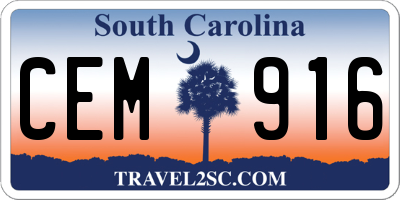 SC license plate CEM916
