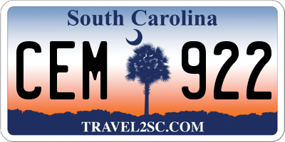 SC license plate CEM922