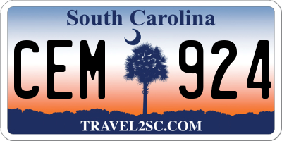 SC license plate CEM924