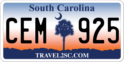 SC license plate CEM925