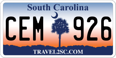 SC license plate CEM926