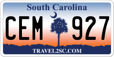 SC license plate CEM927