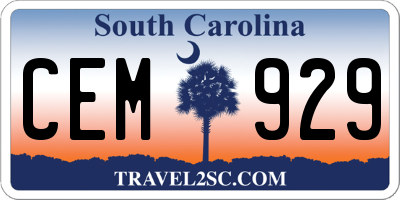 SC license plate CEM929