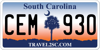 SC license plate CEM930