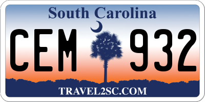 SC license plate CEM932