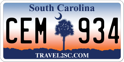 SC license plate CEM934
