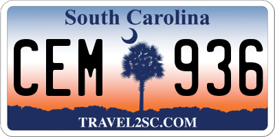 SC license plate CEM936
