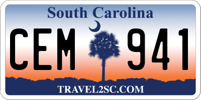 SC license plate CEM941