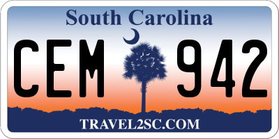 SC license plate CEM942