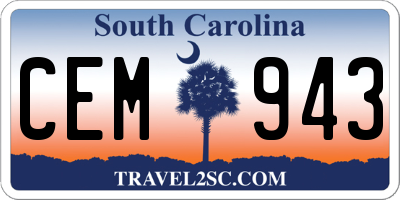 SC license plate CEM943