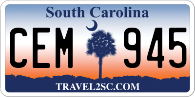 SC license plate CEM945