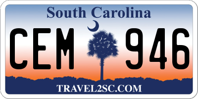 SC license plate CEM946