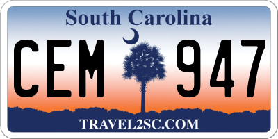 SC license plate CEM947