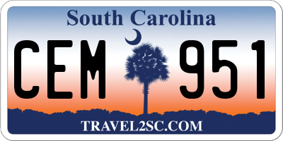 SC license plate CEM951