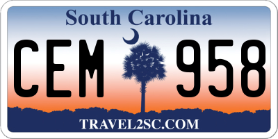 SC license plate CEM958