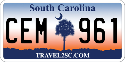 SC license plate CEM961