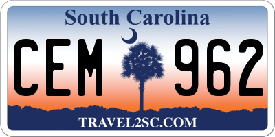 SC license plate CEM962