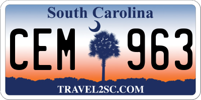 SC license plate CEM963