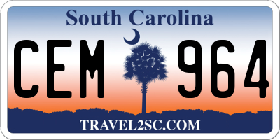 SC license plate CEM964