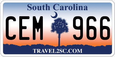 SC license plate CEM966