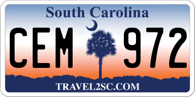 SC license plate CEM972