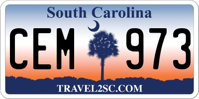 SC license plate CEM973