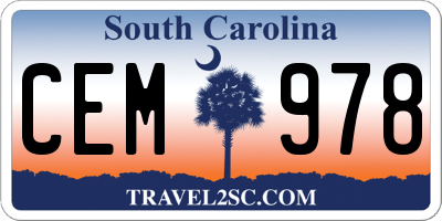 SC license plate CEM978