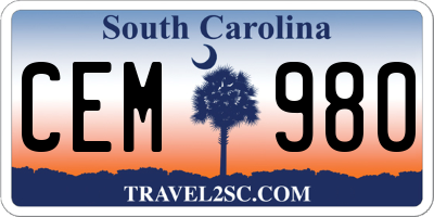 SC license plate CEM980
